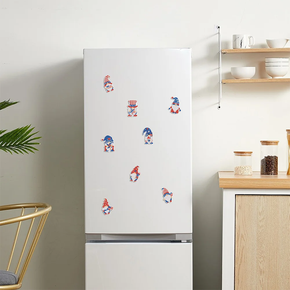 8Pcs DIY Independence Day Special Shape Diamond Painting Fridge Magnet for Home Decor