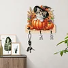 (US Only)Halloween Pumpkin Cat Wood 2D/Flat DIY Diamond Painting Hooks Home Decor Craft