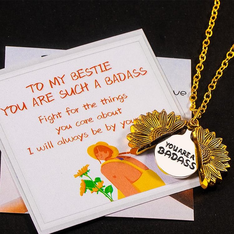You are a Badass Sunflower Necklace - for Bestie
