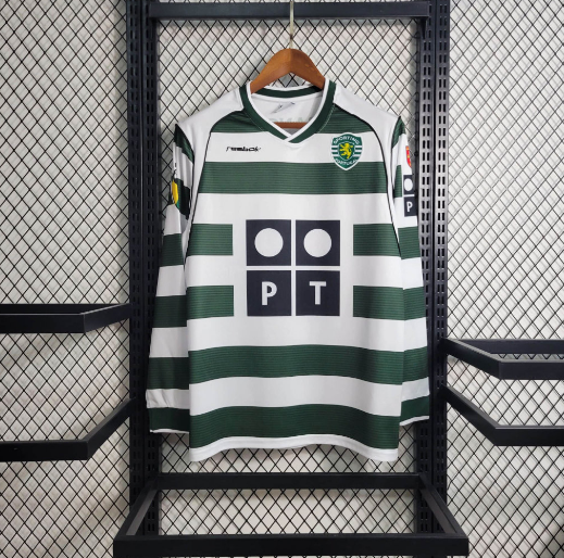 Retro 01-03 Sporting Lisbon Home Long Sleeve Football Shirt Thai Quality