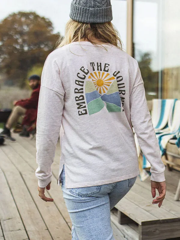 Simple monogram print outdoor ladies long sleeve tops