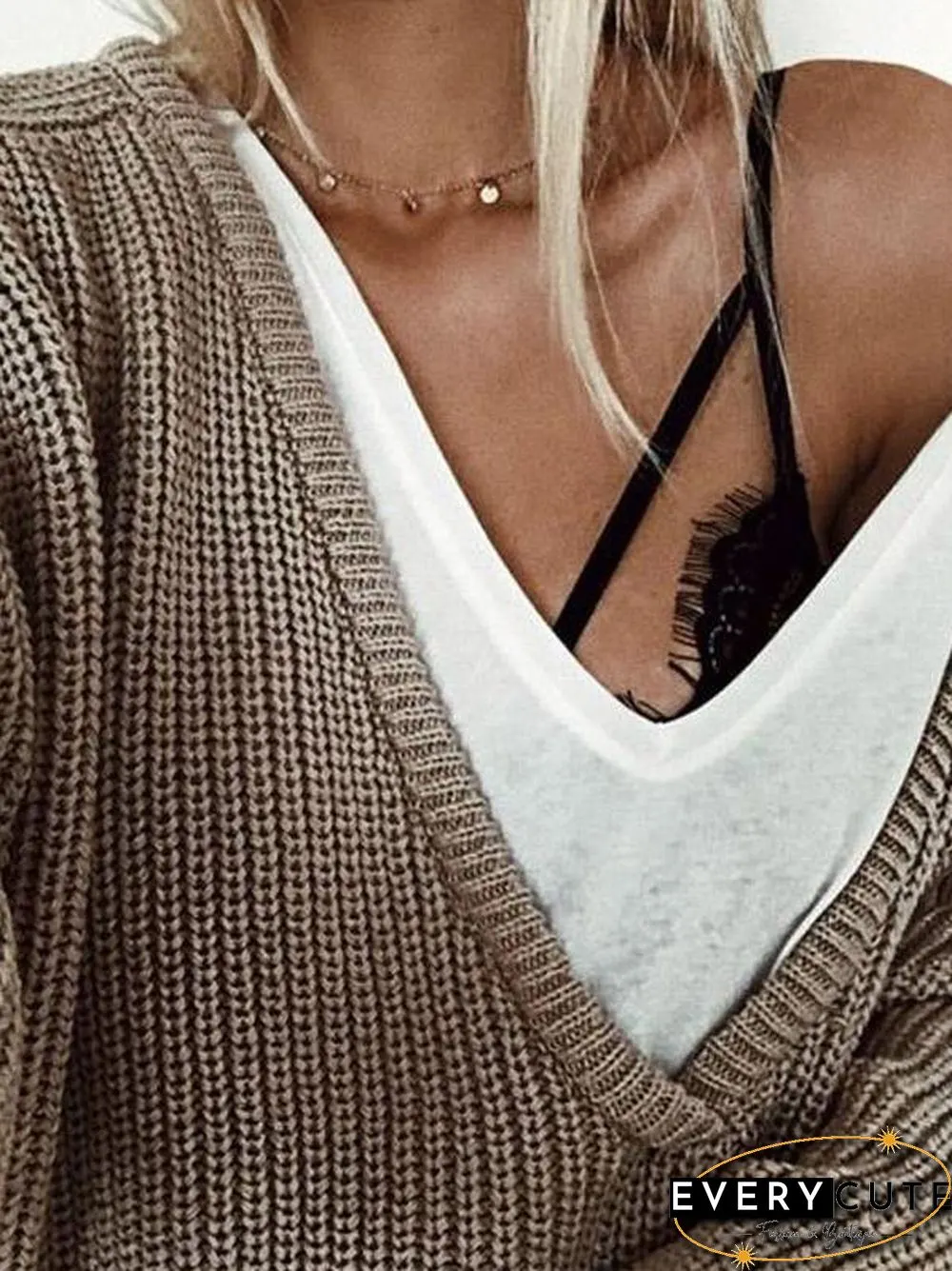 Simple 7 Colors V-neck Sweater Tops