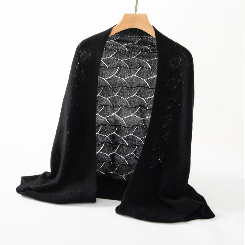 100% Cashmere Scarf Shawl Leightweight Hollow Leaves  REAL SILK LIFE