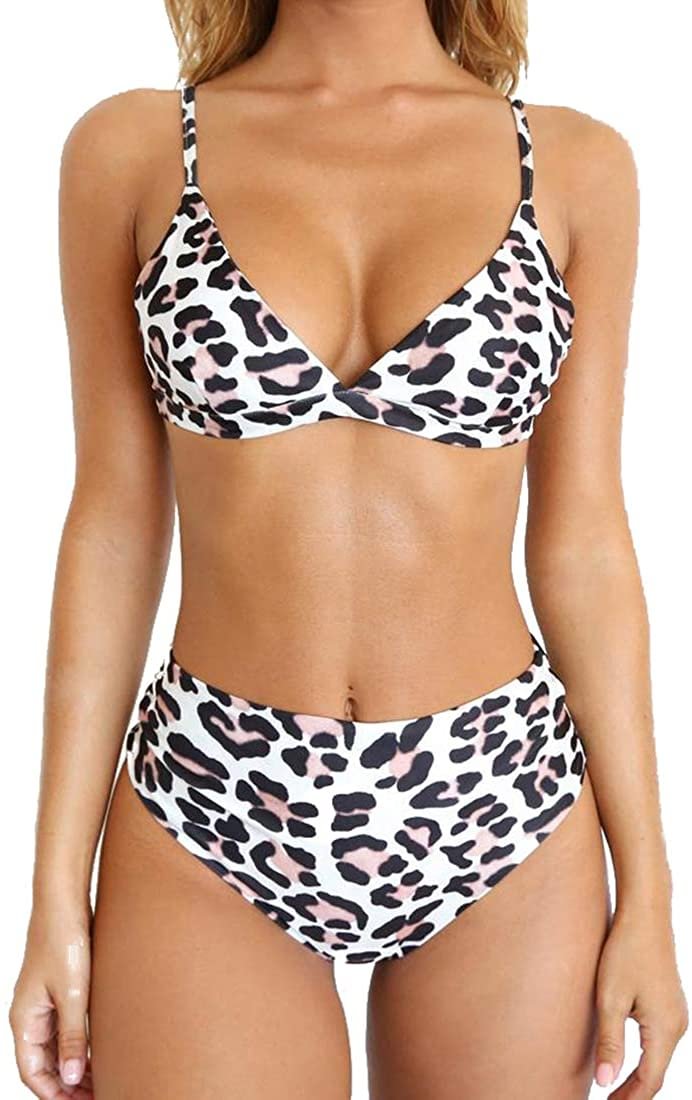 Push up 2 Piece Bikini Sets Women Stripe Printing Padded Swimsuits
