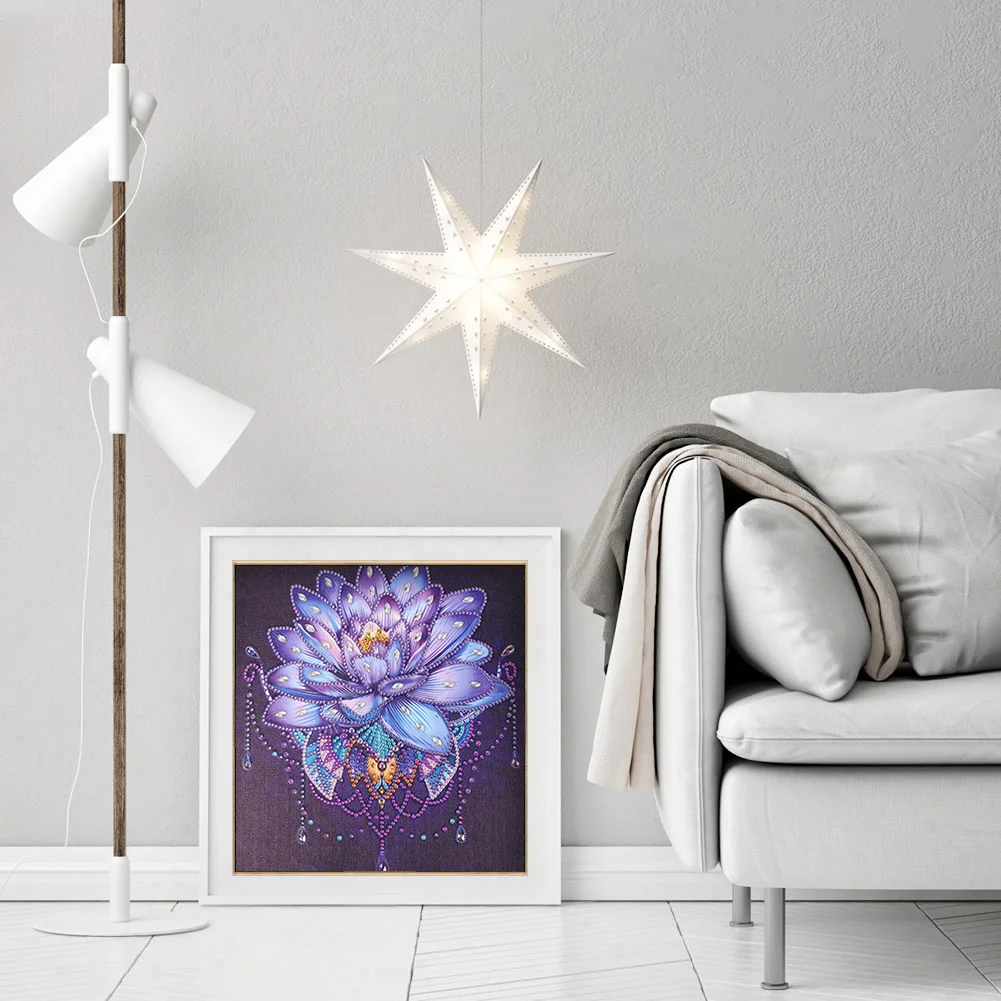Diamond Painting - Special Shaped Drill - Purple Lotus(30*30cm)