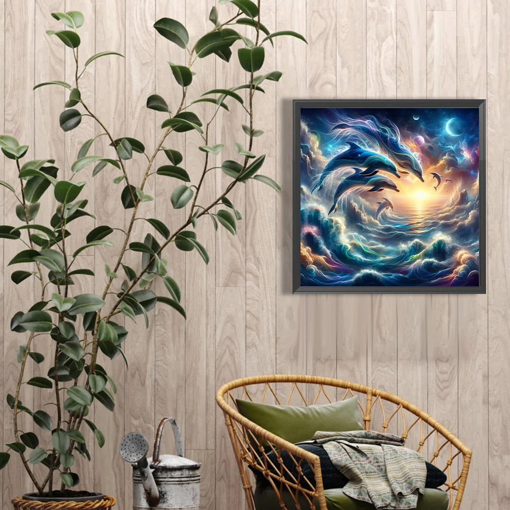Diamond Painting - Full Round Drill - Dolphin(Canvas|40*40cm)