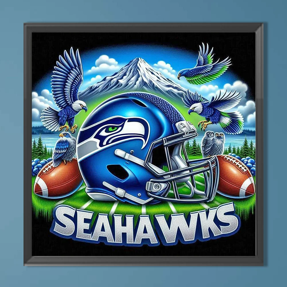 Diamond Painting - Full Round Drill - Seattle Seahawks Helmet(Canvas|40*40cm)
