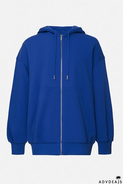 Zip Up Drawstring Hoodie and Pants Set