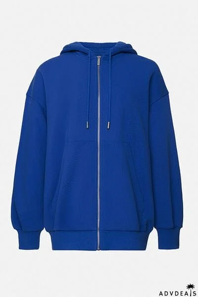 Zip Up Drawstring Hoodie and Pants Set