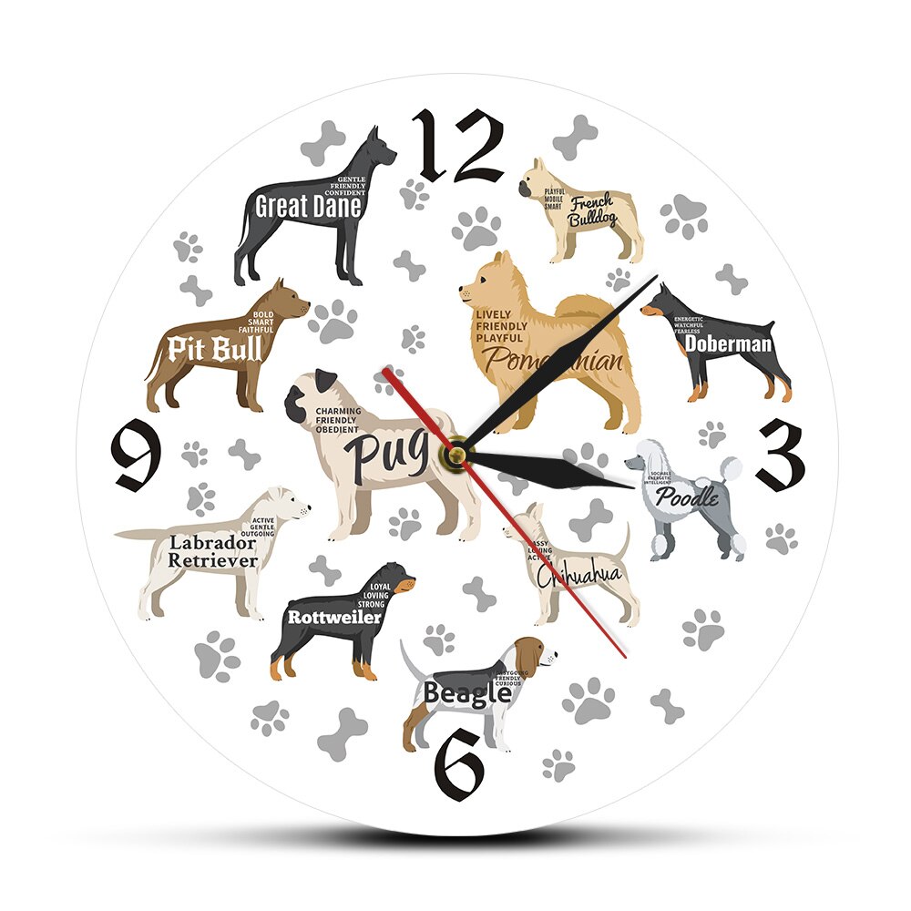 

Dog Breeds - Frameless Acrylic Wall Clock, 501 Original
