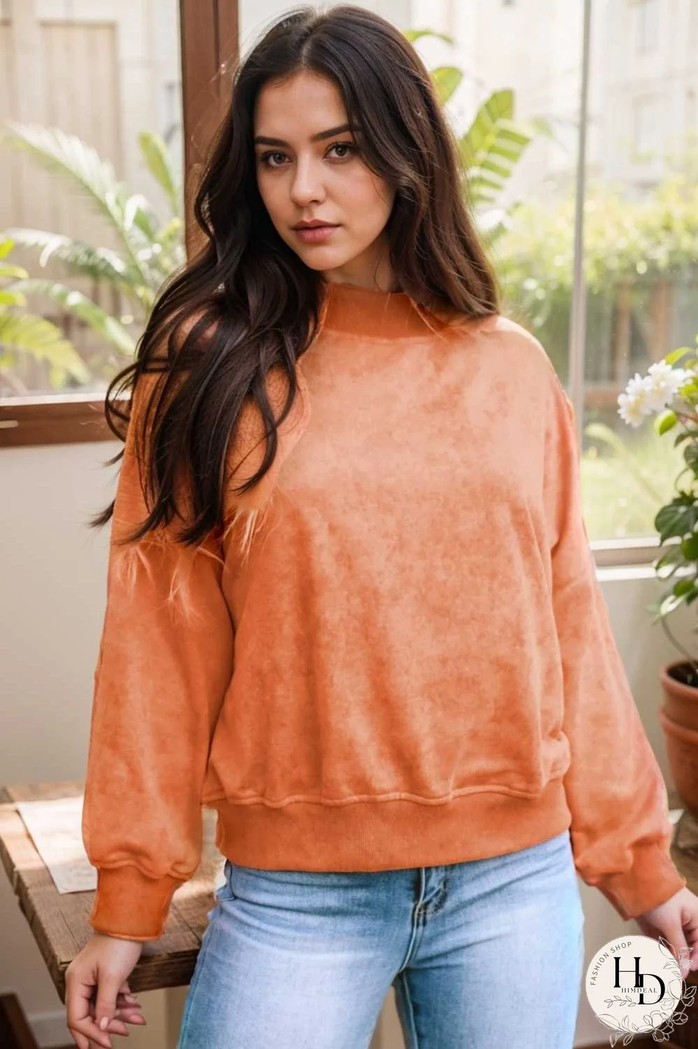 oversized crewneck pullover workout long sleeve hoodie