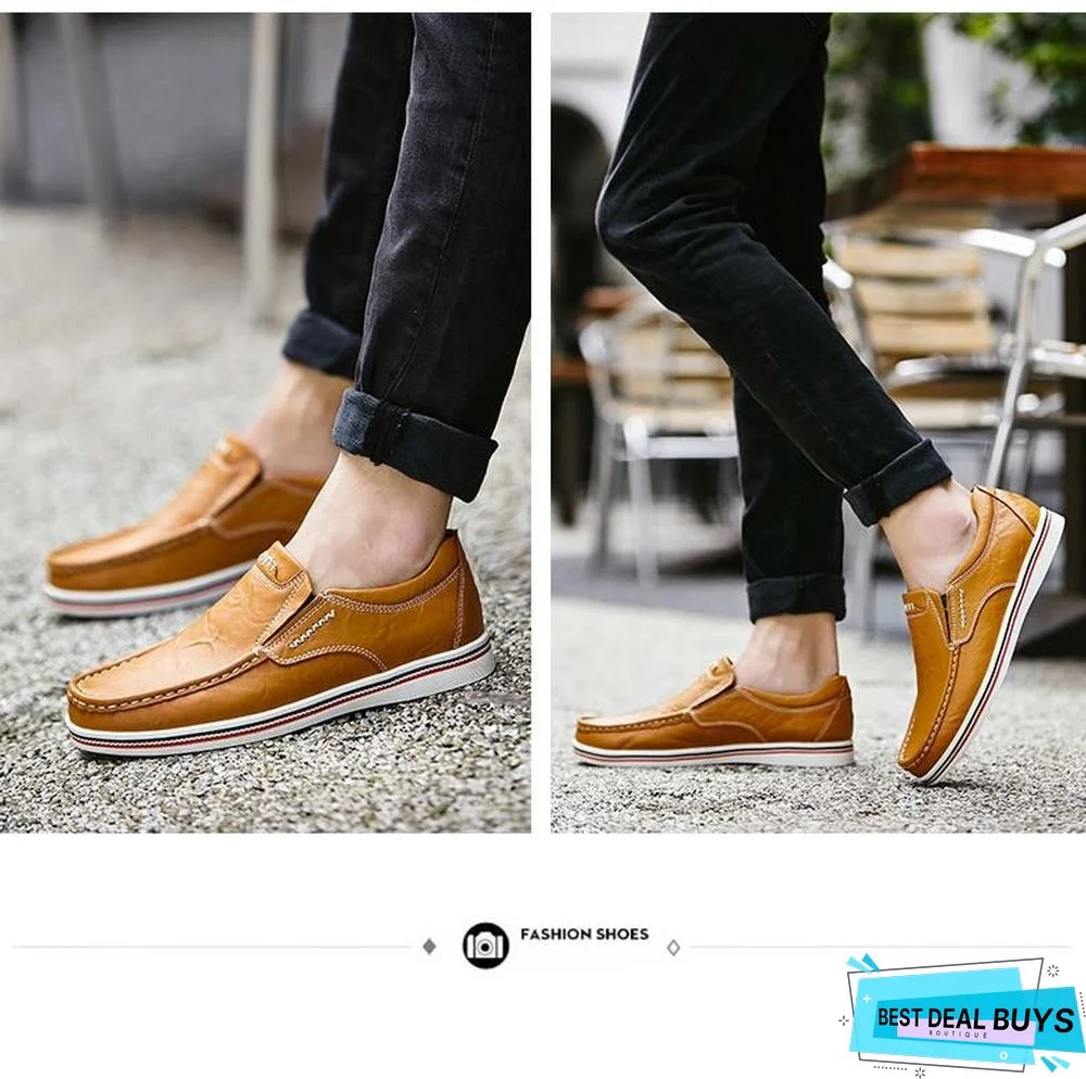 Leather Boat Shoes Casual Flats Moccasins Homme Driving Loafers Shoes Slip On Shoes