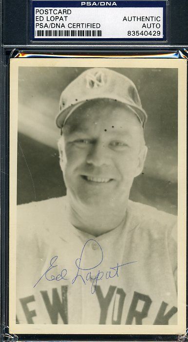 Ed Lopat Psa/dna Signed Vintage Photo Poster painting Postcard Authentic Autograph