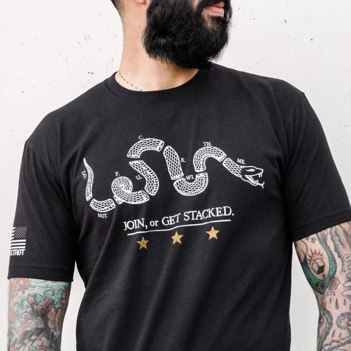 MEN'S CASUAL JOIN OR GET STACKED (BLACK) T-SHIRT