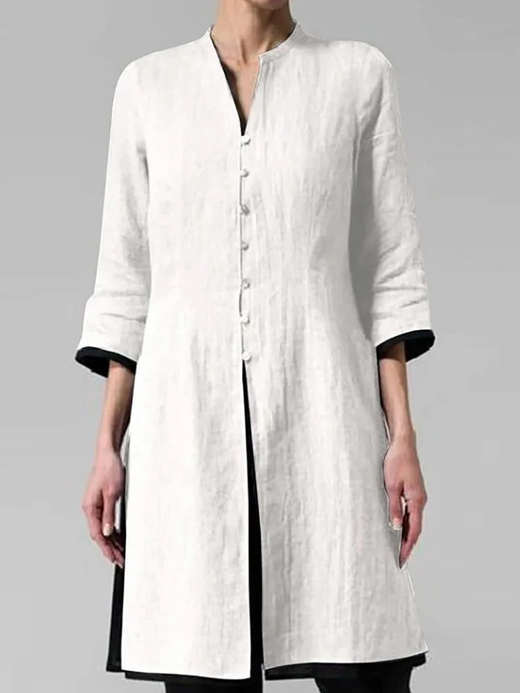Irregular Cotton And Linen Shirt Cardigan