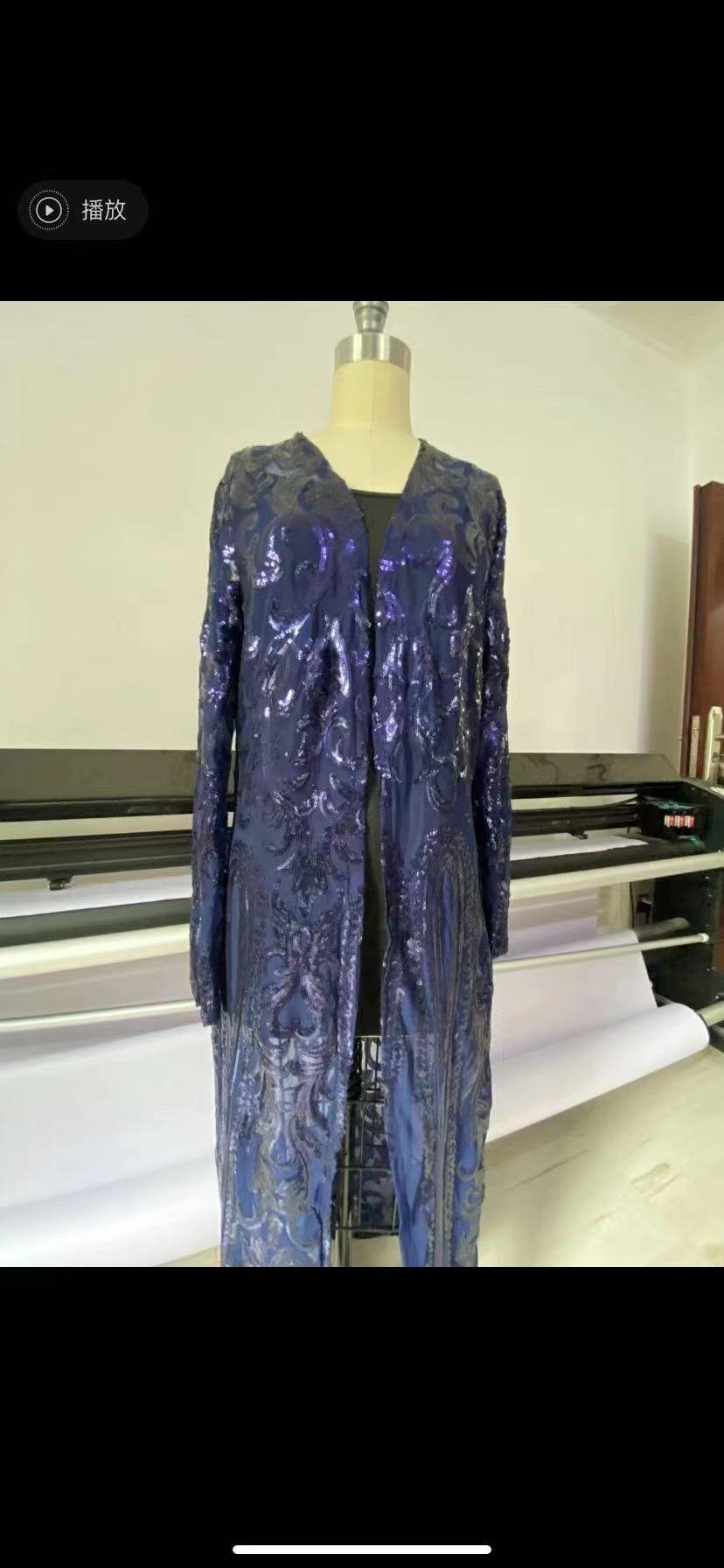 Sequin Long Dress Sexy Sequined See-through Cardigan Tops