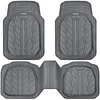 CAR PASS DeepDish Floor Mats for Cars Full Set,Heavy Duty Rubber Car Mats 3-Piece,Universal Waterproof Trim-to Fit Automotive Floor Mats for Truck Van SUV, Durable All-Weather Car Mats(Pure Gray)