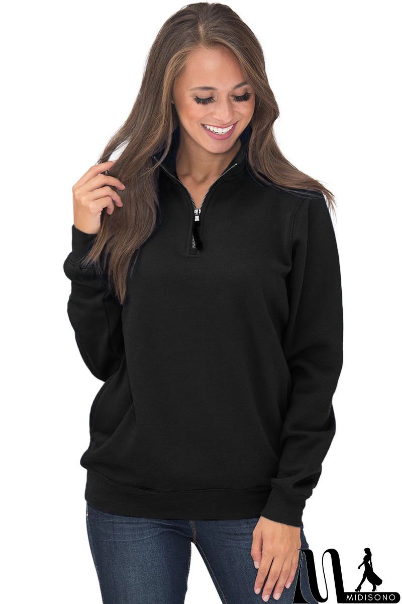 MidiSono - Pocket Style Quarter Zip Sweatshirt