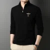 Embroidered Polo Shirt With Zipper Collar