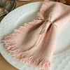 45x45cm Plain Colors Linen Cotton Tassel Napkin for Event Catering
