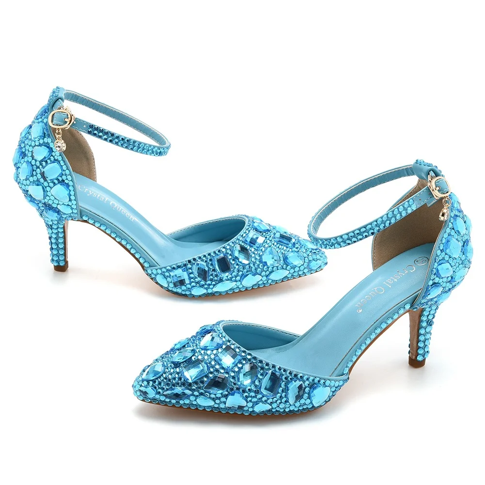 Breakj Breakj Cm Large-Size Sandals Fine Heel Head Water Drill High Heel Sandals Gold Water Drill High Heels Wedding Shoes