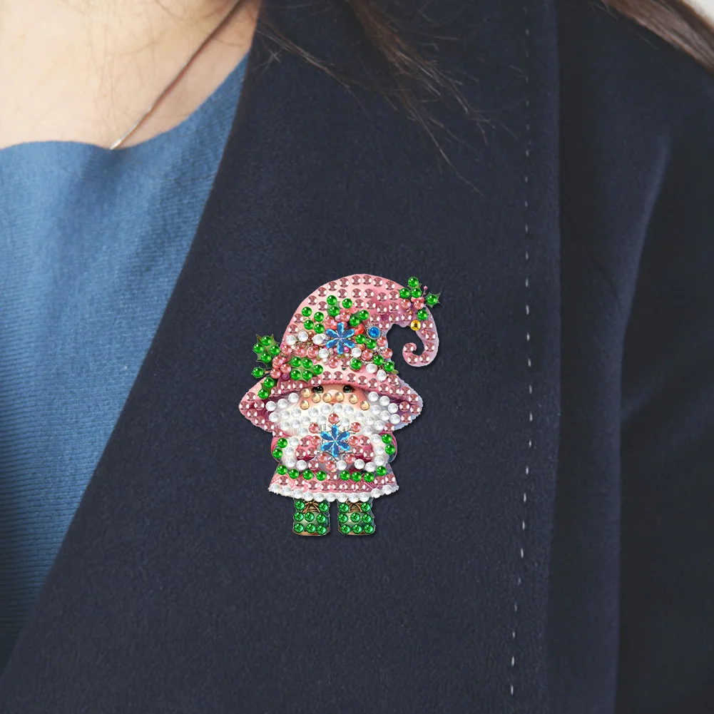 4Pcs DIY Colorful Gnome Diamond Painting Brooch DIY Diamond Badge Pins for Art Crafts