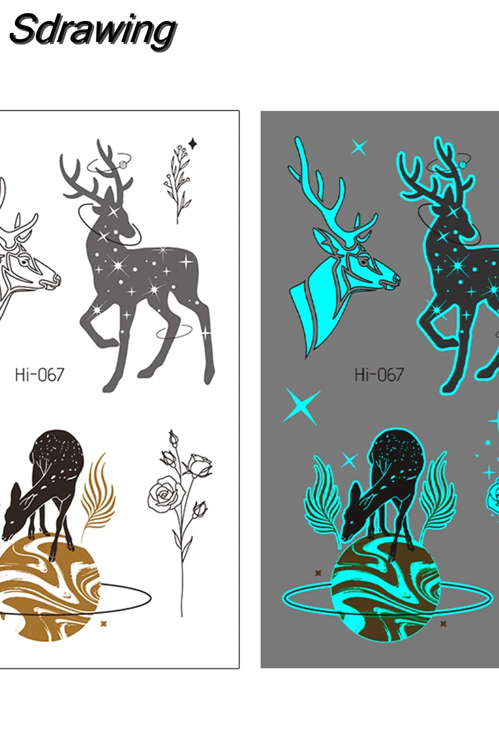 Sdrawing Temporary Tattoo Stickers Lovely Cat Star Rabbit panda Animal Festival Party Glowing Cool Face Tatoo for kid Women