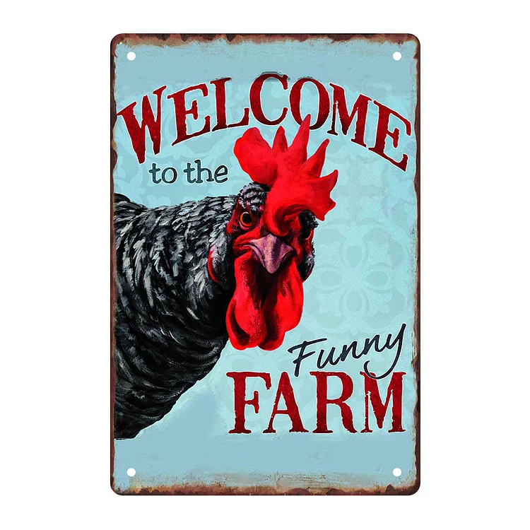 Bienvenue à la ferme - enseigne vintage en étain - 4 tailles