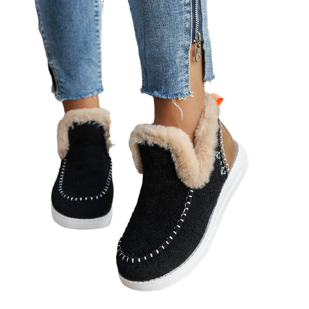 Breakj Breakj New Winter Women's Cotton Shoes Plus Plus Thick Hair Side Warm Cotton Shoes Women's Shoes