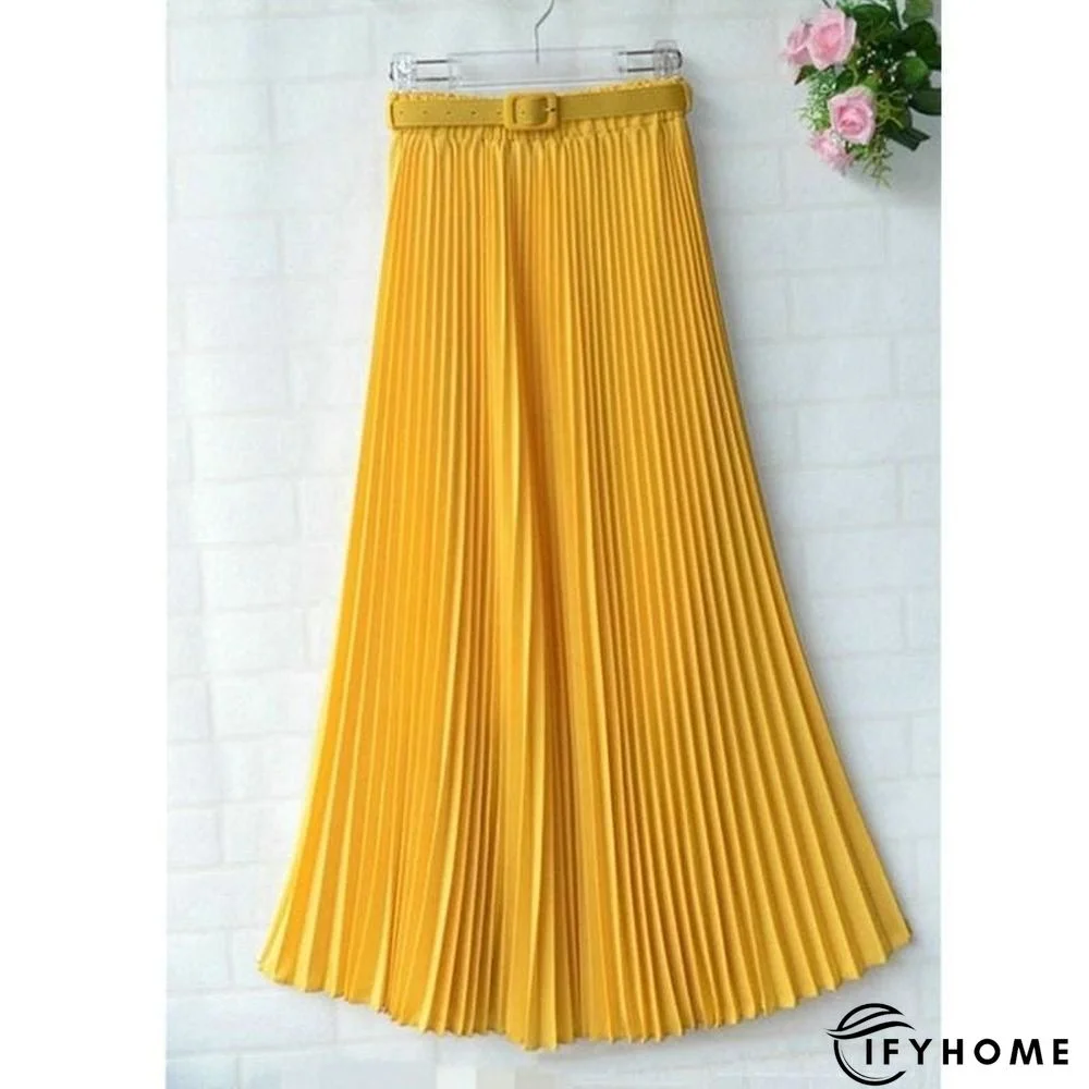 New Summer Women Ladies Elegant Long Skirt Retro Maxi Chiffon High Waist Solid Casual Pleated Beach Long Skirt Sundress | IFYHOME