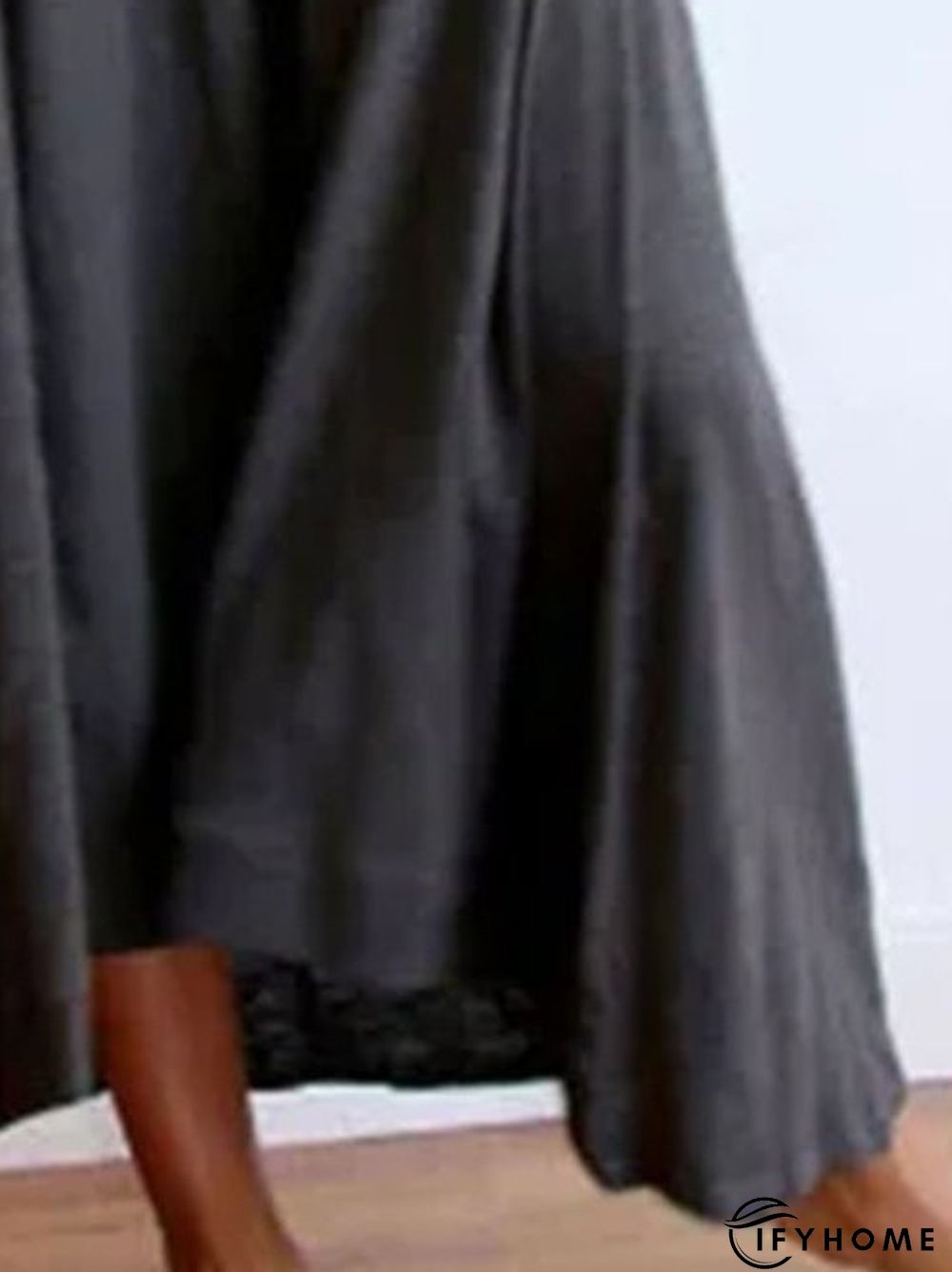 Crew Neck Cotton-Blend A-Line Holiday Knitting Dress | IFYHOME