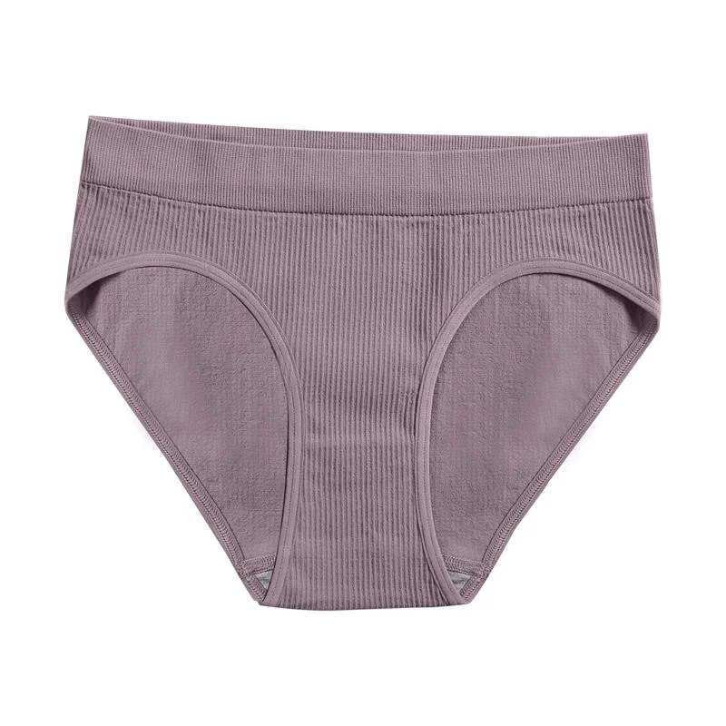 Billionm Women Seamless Cotton Panties Sexy Mid Waist Briefs Girls Solid Colors Ribbed Underpants Female Comfortable Intimates Lingerie