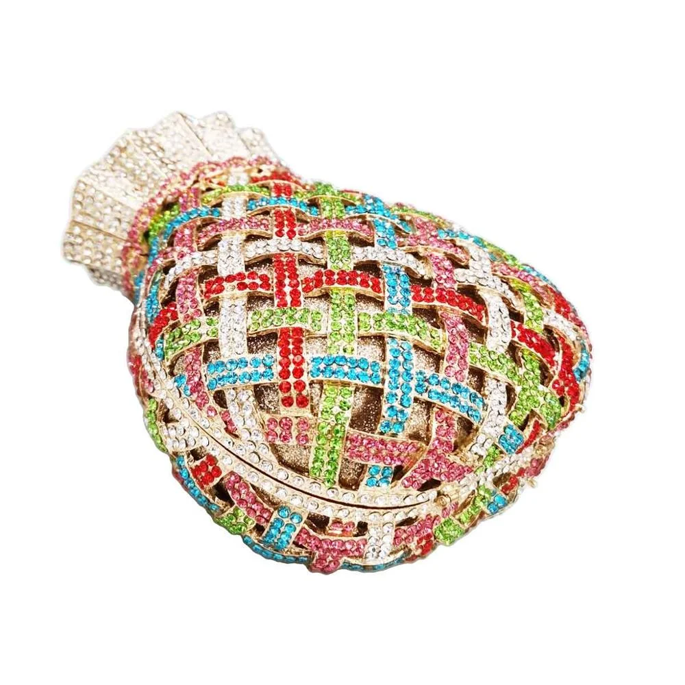 Fashion Yellow Crystal Evening Bags Party Purse Pouch Designer Bridal Wedding Clutch Bags Women Prom Handbags SM43