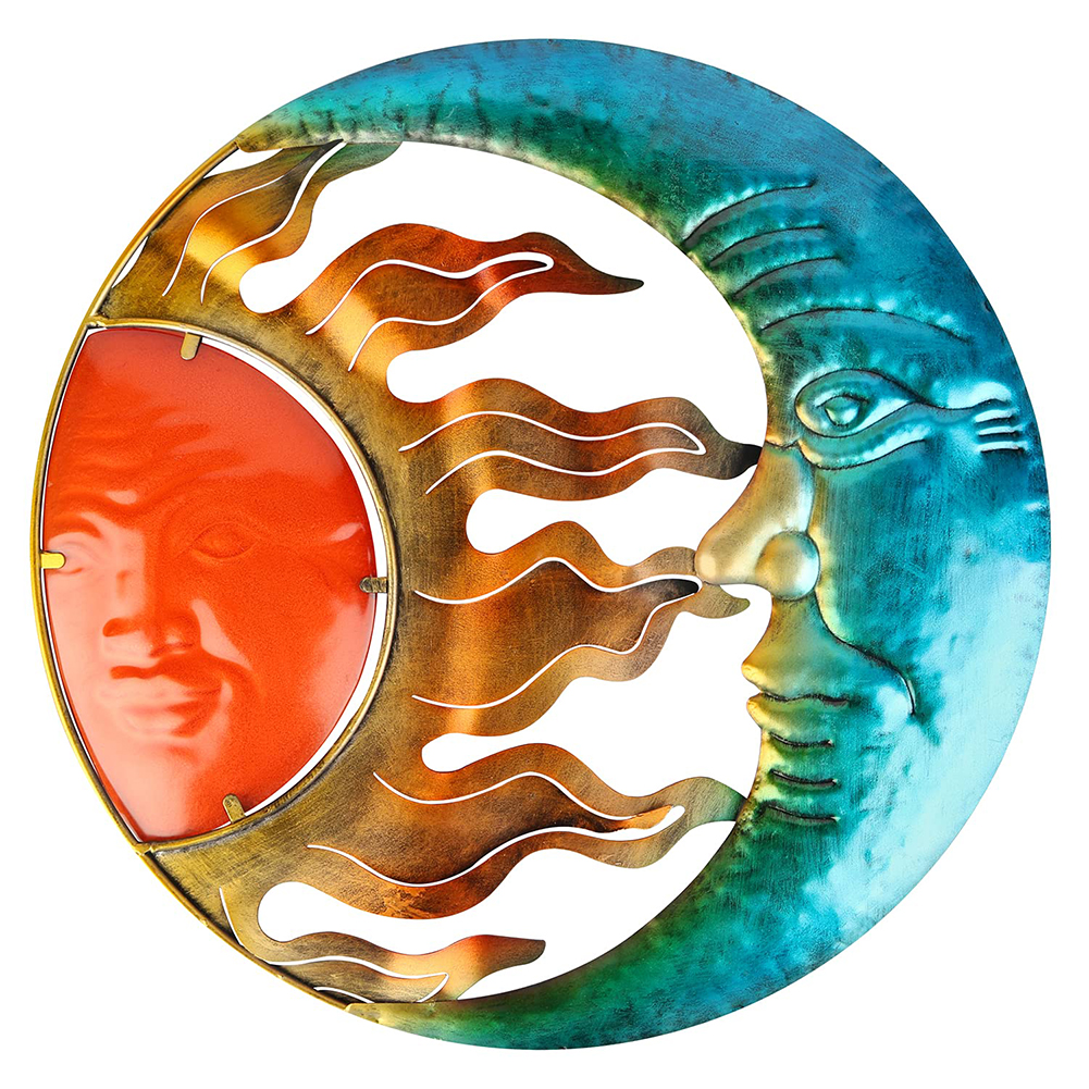 

Metal Moon Sun Art Crafts Rust-proof Wall Ornament Gift Home Garden Decor, 501 Original