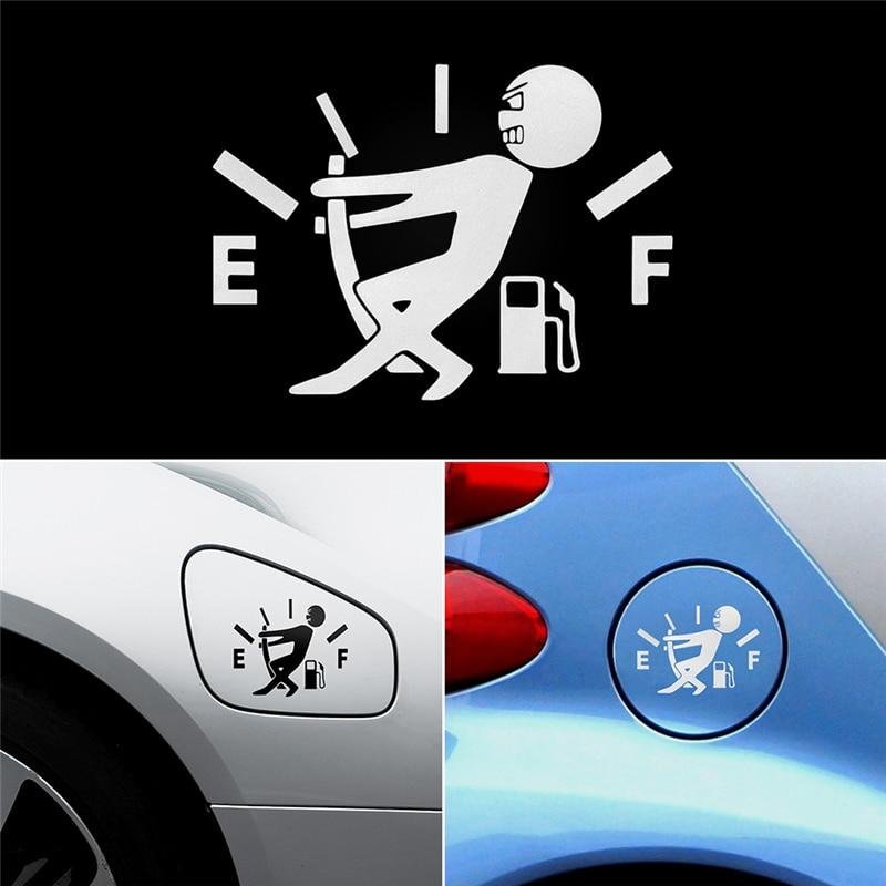 2 Pcs Funny Car Sticker Pull Fuel Tank Pointer To Full Hellaflush Reflective