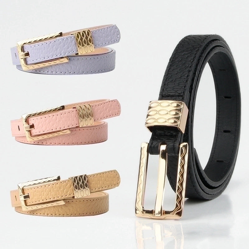 Elegant Basic Minimalist Solid Color Pu Leather Alloy Women's Leather Belts