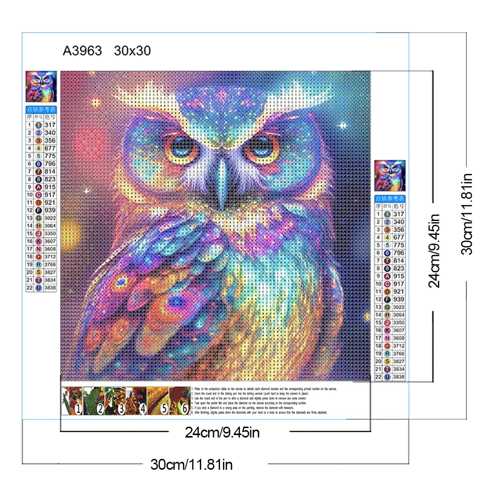 Full Round Diamond Painting 30*30cm - Color Owl