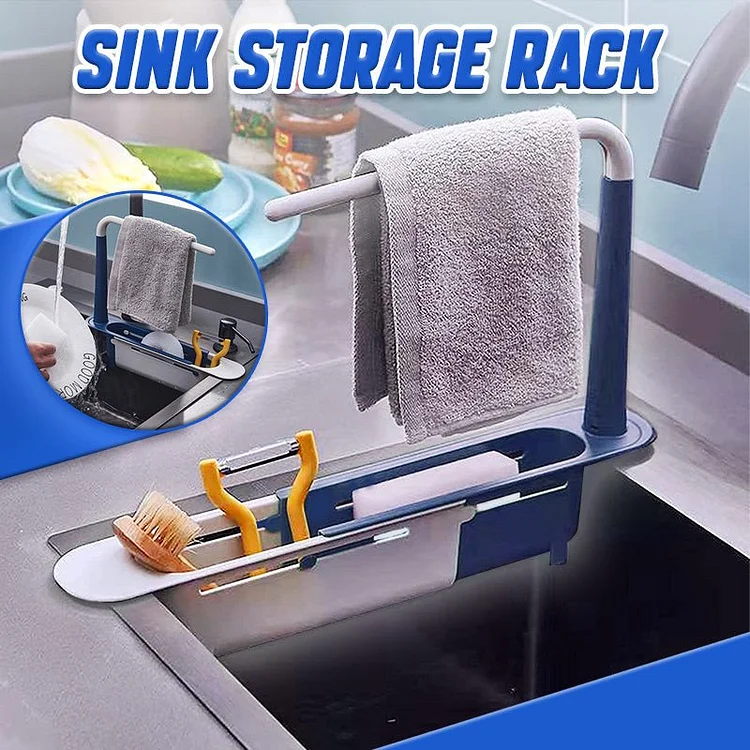 2-in-1 Adjustable Telescopic Sink Storage Rack Drain Holder