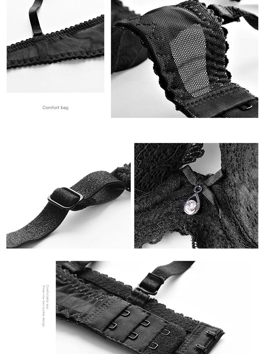 French gathered lace ladie's bra set