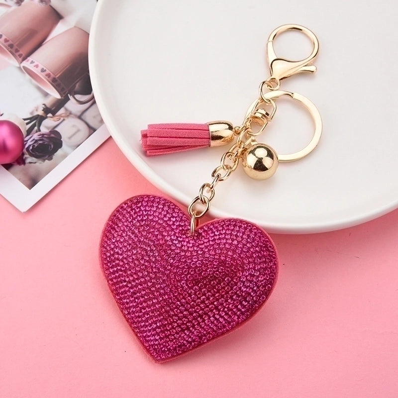Creative Sequins Heart Pendant Tassel Key Chain