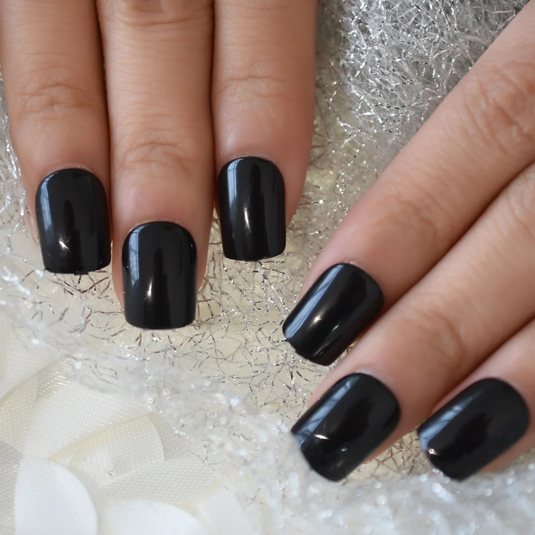 24pcs Square Glitter Brown Medium Press On Nails Full Cover Acrylic False Tips Fake Nails Artificial Nails for Women Finger-Nail Inspo