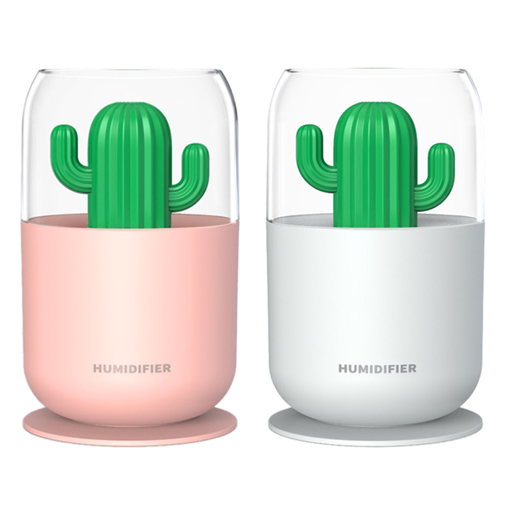 

300ml USB Cactus Air Humidifier Mist Maker Fogger Atomizer with Night Light, Ivory, 501 Original