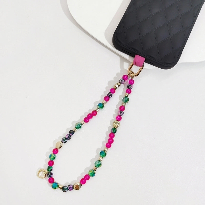 Minimalist Geometric CCB Crystal Beads Glass Bead Mobile Phone Lanyard