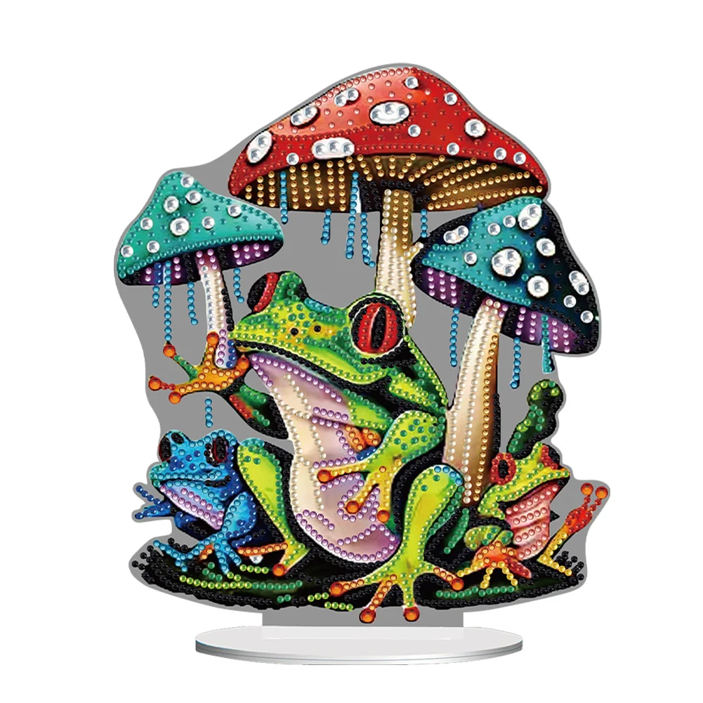 DIY Colorful Mushroom Frog Special Shaped Acrylic Desktop Diamond Art Kits for Adult Beginner