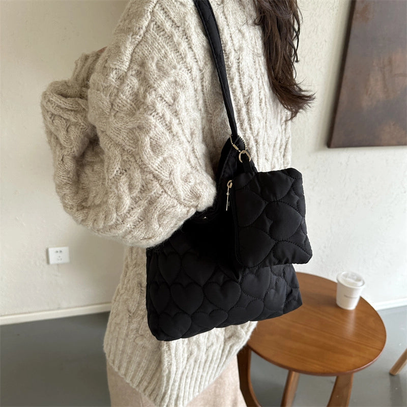 Large Capacity Tote Bag For Women Winter New Simple Casual Student Shoulder Bag Fashion Retro Handbag