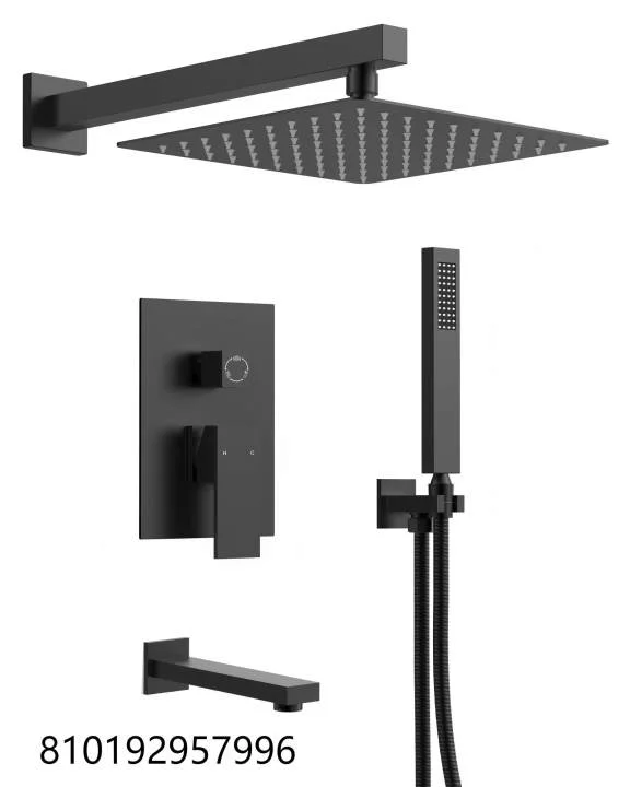 M6603BI-B10BL 10 in. Rain Shower Head System Shower Faucet Combo Set with Bathtub Spout and Handheld Sprayer