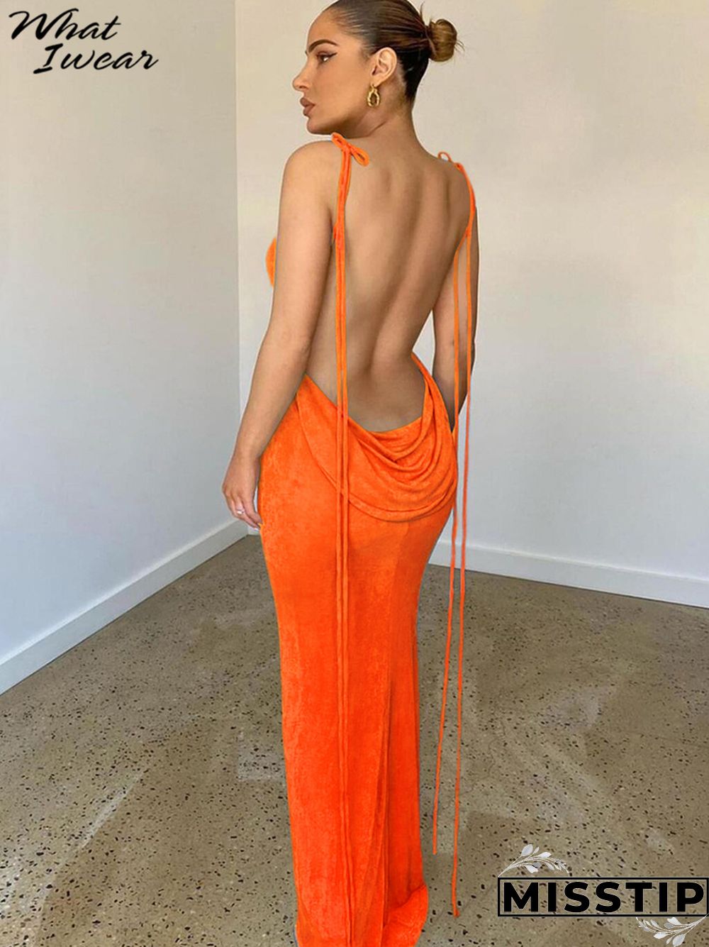 Backless Maxi Dress Sexy Blue Orange Spaghetti Strap Slim Women Long Club Party Beach