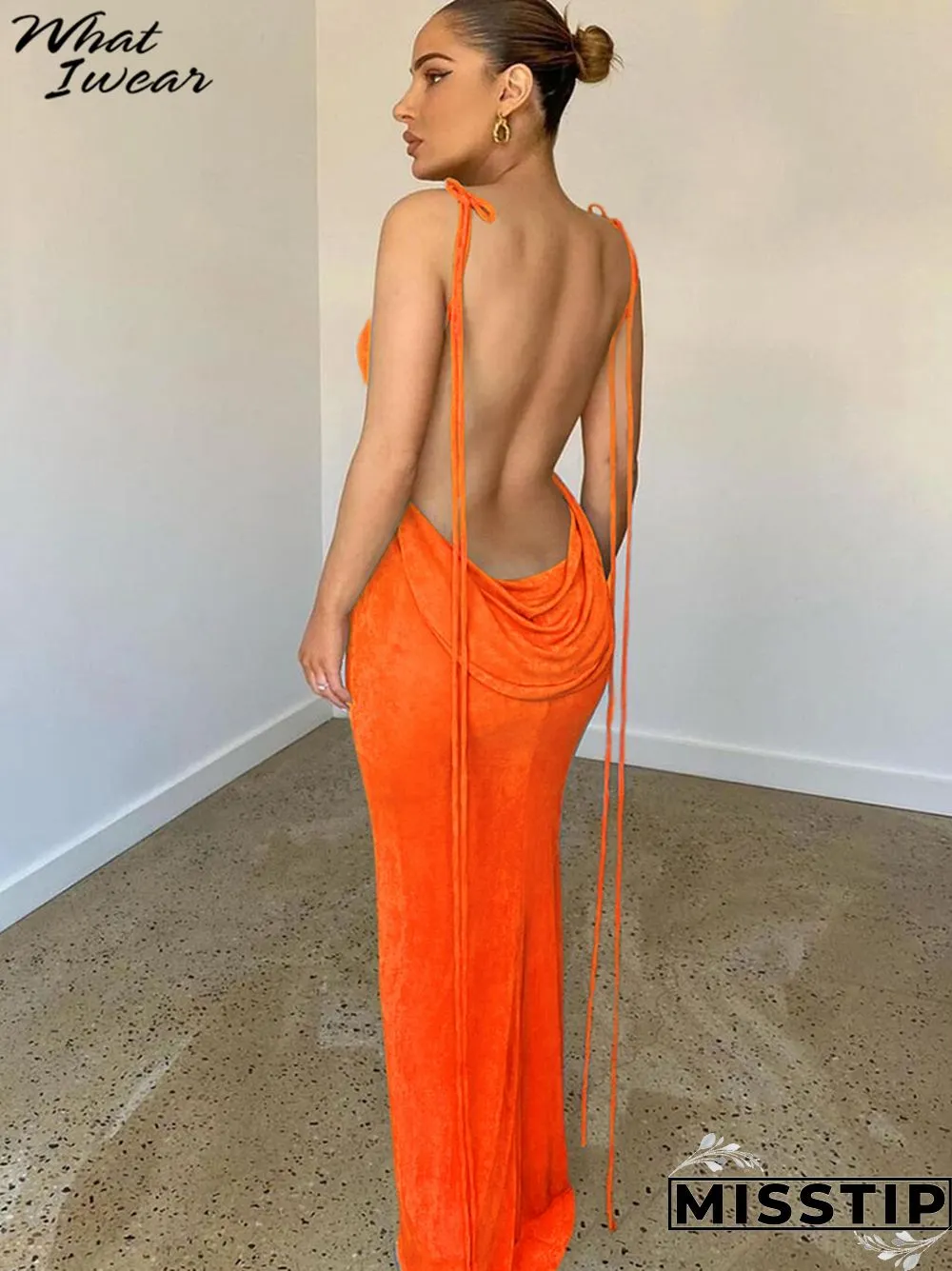 Backless Maxi Dress Sexy Blue Orange Spaghetti Strap Slim Women Long Club Party Beach