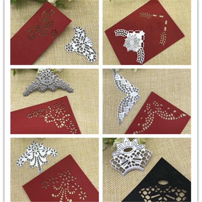 6x corner angle flower background Metal Cutting Dies Stencil Scrapbooking Photo Album Card Paper Embossing Craft DIY