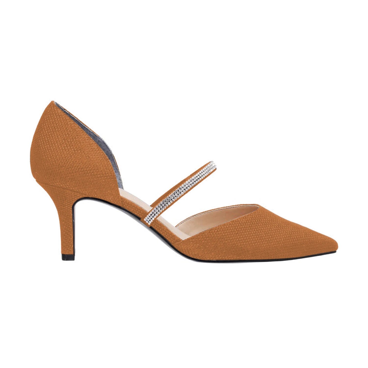 TAAFO Crystal D'orsay High Thin Heels Women's Pumps Pointed Toe Ladies Elastic Shoes 
